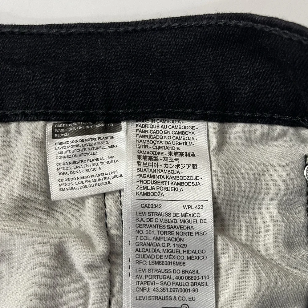 Levis 513 Jeans Mens 38x30 Black Slim Straight Jeans Dark Wash Denim Grunge Goth
